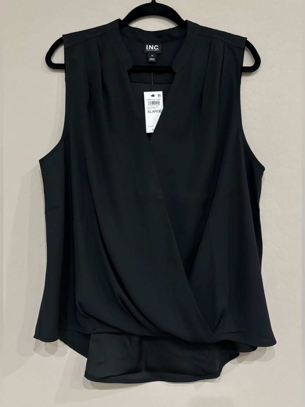 INC Sleeveless Faux Wrap Blouse XL